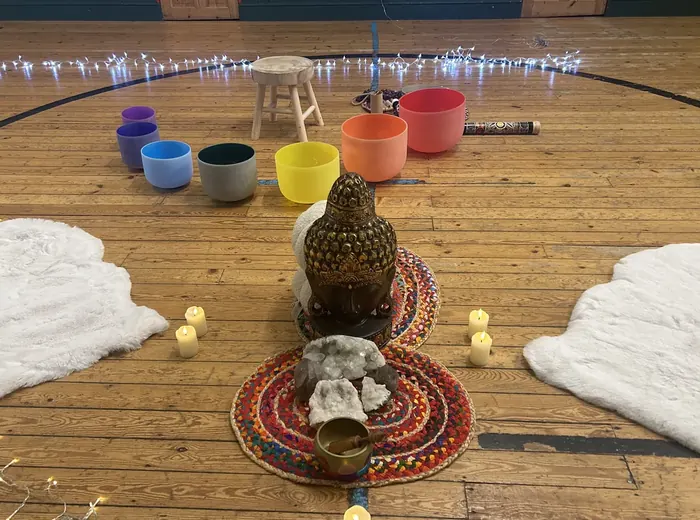 Sound bath setting prepared for participants